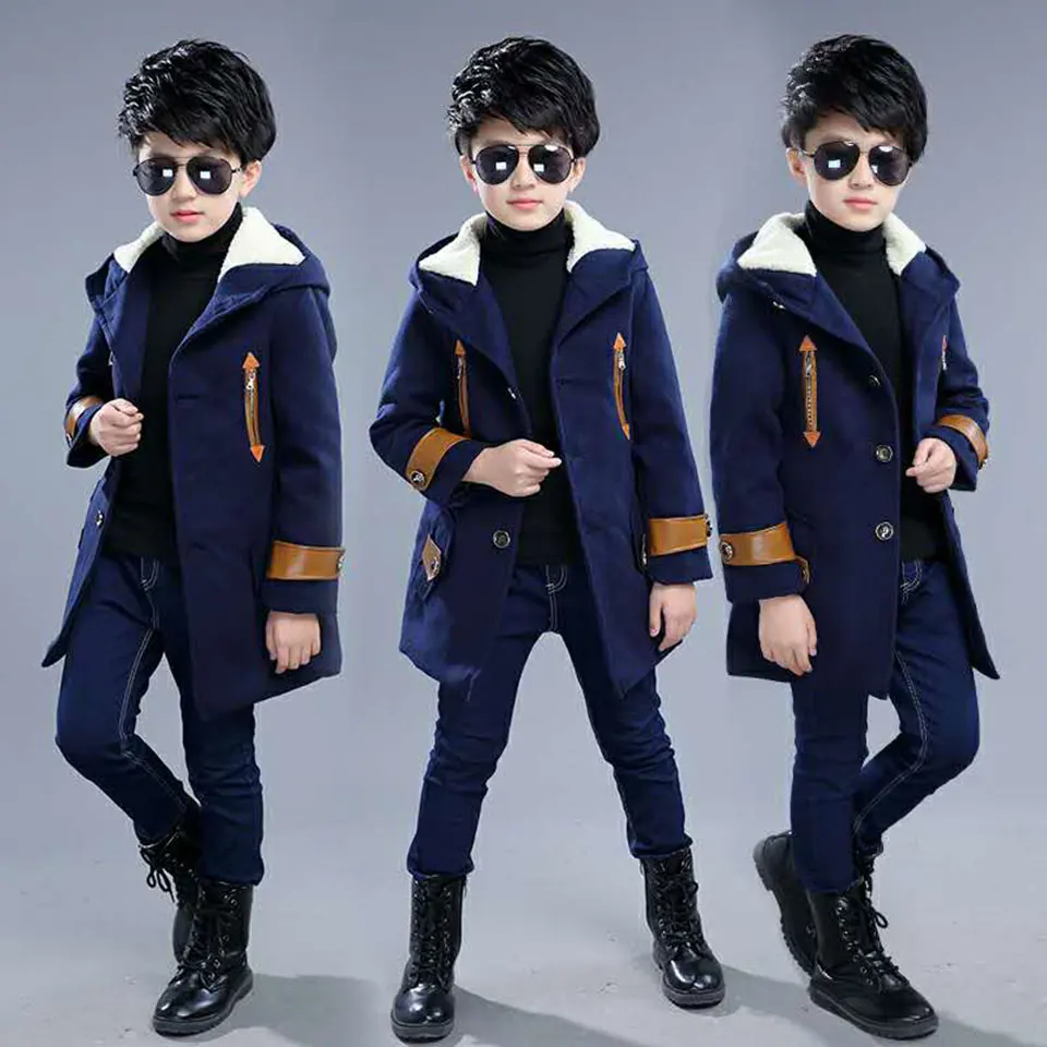 

2018 Winter New Baby Boy Clothes Children's Warm Woolen Jackets Kids Sports Fashion Boys Clothes Hooded Outerwear 2 Colors
