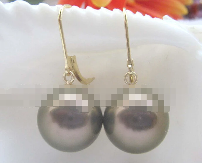

1194 coffee perfect round south sea shell pearl earring
