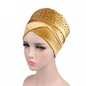 

Star Diamonds Long Velvet Scarf Turban Head Wrap Nigerian Turban Stylish Ladies Hair Accessories Muslim Scarf Cap Hair Loss