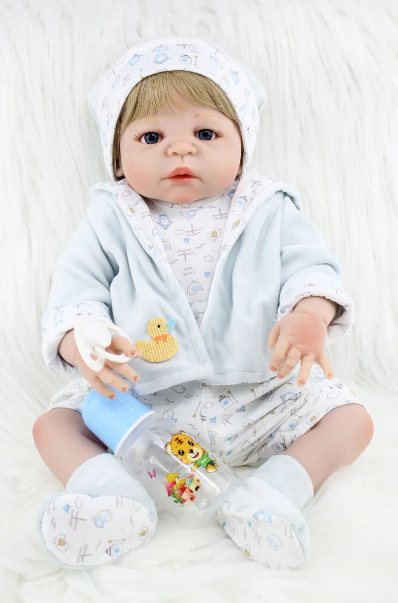 

55cm Full Body Silicone Reborn Boy Baby Like Real Doll Toys 22inch Newborn Boy Babies Dolls Girl Birthday Gift Kids Bathe Toy