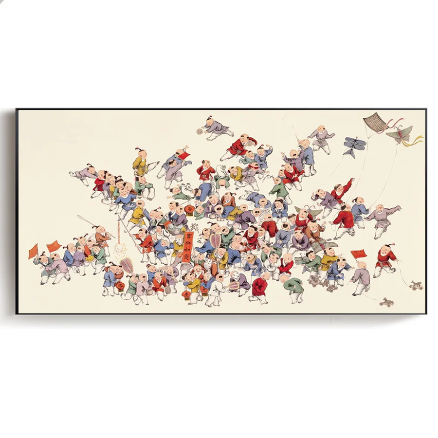 

Hundred Subgraph Chinese Ink style Painting Canvas Printings Picture HD Prints Canvas Wall art for Living room Hotel Decoration