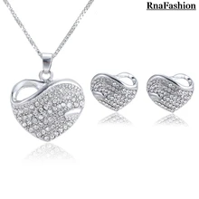 RNAFASHION ювелирные изделия в форме сердца ожерелья и подвески в форме сердца серьги-гвоздики полностью из страз Ювелирные наборы для женщин невесты