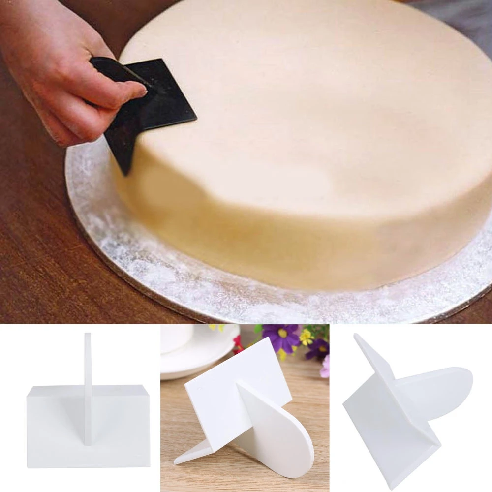 1 pc Cake Smoother Set Polisher Plastic Round Edge Rectangular Cake