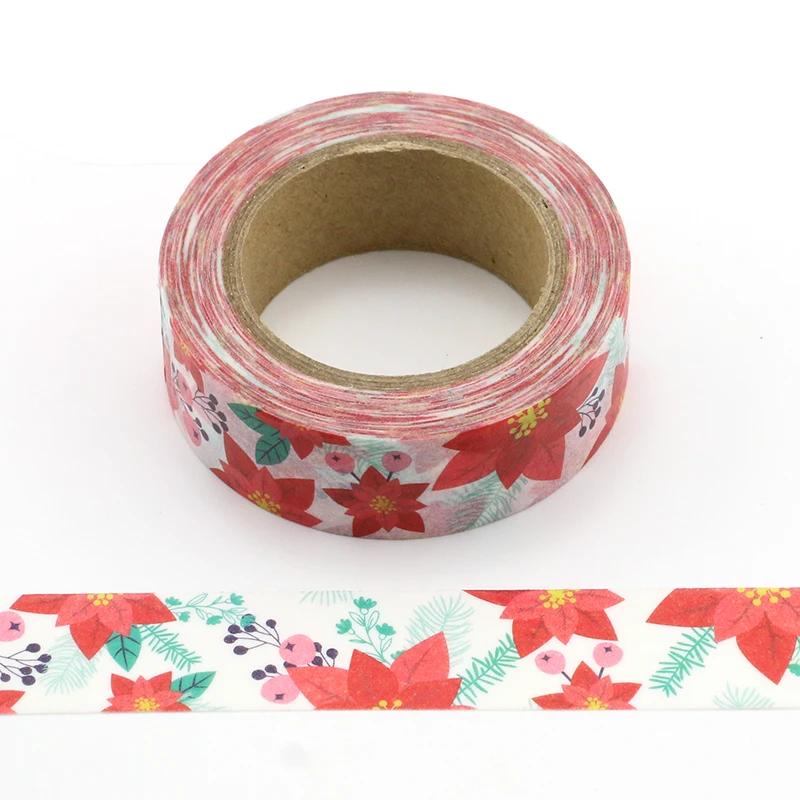 

1X Shining red Maple leaves Washi Tape Decorative Adhesive Tape Decora Diy Scrapbooking Sticker Label Stationery