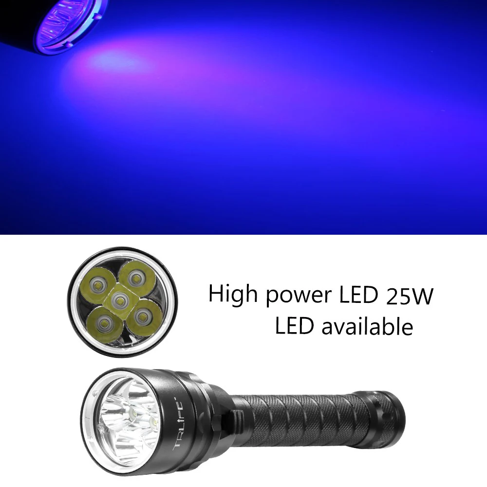 Beste UV Duiken LED Zaklamp Ultraviolet Lantaarn 5x UV Scuba Paars Licht Onderwater 200M Dive Aluminium Zaklamp 395nm voor Jacht