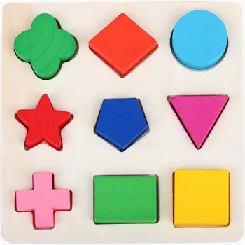 

3 pcs/lots Montessori Preschool Educational Toys Wooden Toys Children's Toys Three-dimensional Jigsaw Puzzle of Geometric Shapes