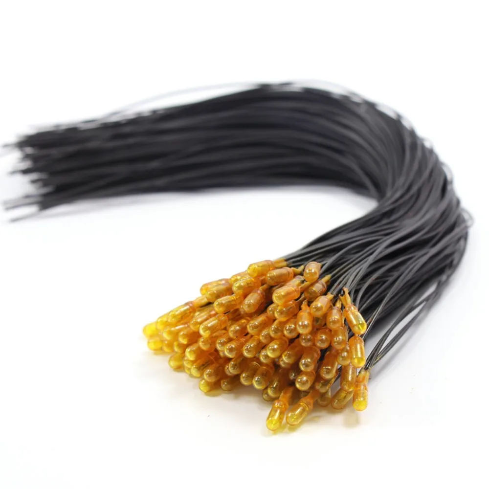 

50pcs Yellow Color Grain of Wheat 3mm 12V 18cm Pre Wired Mini Bulbs MP1812Y