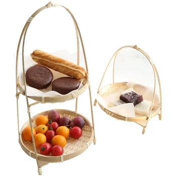 

3-Layer Bamboo Weaving Storage Baskets Quality Handmade Home Decorate Table Fruit Food Basket Living Room Desktop Organizer