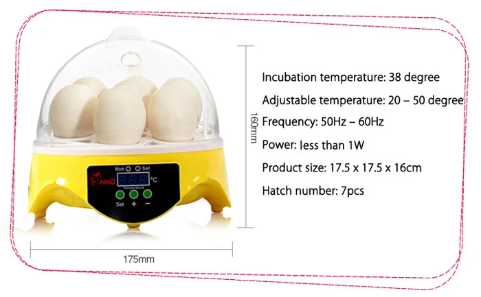 HHD Automatic Digital 7 Eggs Incubator for Duck Bird Chicken Egg