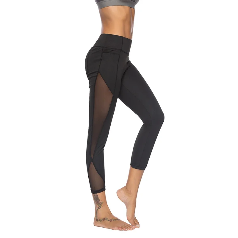 Быстросохнущие штаны для йоги, черные эластичные штаны с высокой талией для бега, фитнеса, тонкие спортивные штаны, леггинсы для спортзала, женские брюки, Леггинсы для йоги - Цвет: 6033 black