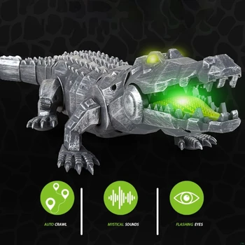 

Remote Control Mechanical Crocodile Cool LED Lights on Eyes Sounds Electric Toy for Kids