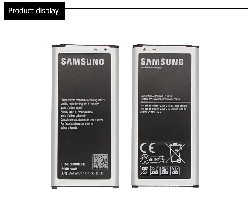 Samsung оригинальный EB BG800CBE/BBE запасная батарея для телефона 2100 мАч запасные GALAXY S5 Mini