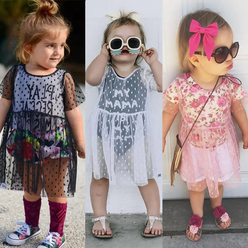 

Toddler Kid Baby Girls Solid Transparent Blouse Dress Tops Babies Tulle Tutu Dresses Outfits Clothes