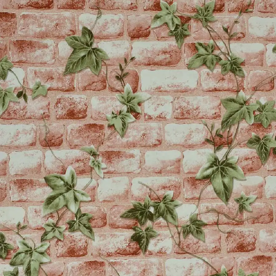 

Country 3D Imitation Brick Wallpaper Parthenocissus Restaurant Terrace Living Room TV Background Wallpaper Chinese Style