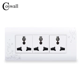 

COSWALL Universal Plug Simple Style Wall Electrical Socket Multi-function 9 Hole Power Outlet With Child Protective Door