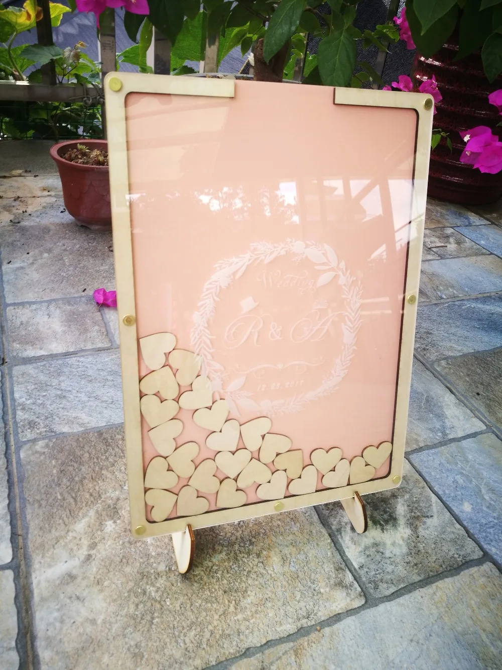 Personalised Wedding Guest book, Custom Drop top Drop box wedding alternative GuestBook with 60-100 hearts, Rustic Wedding Gift3