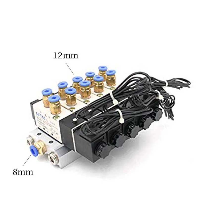 DC 12 В 24 В 5 Пневматический электромагнитный клапан 4V110-06 глушитель 4 мм 6 мм 8 мм 10 мм 12 мм быстрая установка базовый набор переменного тока 110 В 220 В 4V110 06 - Цвет: 12mm Fittings