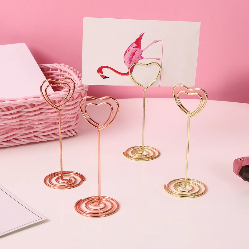 

2pcs Romantic Heart Shaped Card Storage Holders For Party Direction Signs Photograph Holder Wedding Bithday Party Business Decor