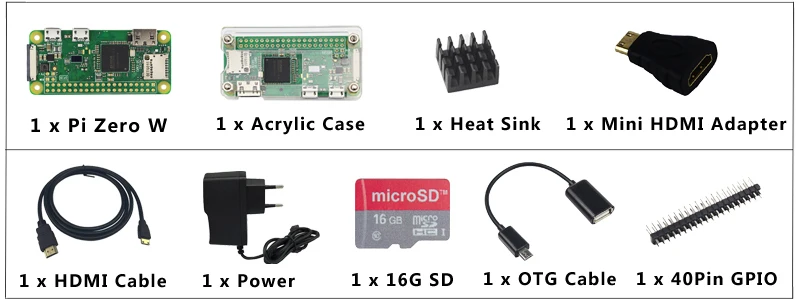 Raspberry Pi Zero W комплект 512 МБ ОЗУ на борту WiFi и Bluetooth + акриловый чехол + теплоотвод Raspberry Pi 0 Вт Beter than Zero 1,3