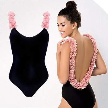 

2019 new European and American swimsuit petals pure color sexy bikinis bikini swimming suit for women swimwear