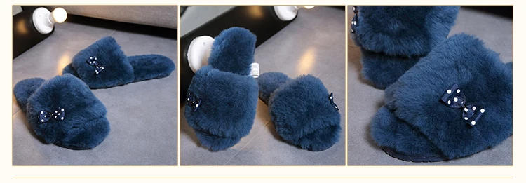 Millffy/новые тапочки из овечьей шерсти; женские тапочки для пар; домашняя обувь для отцовства; тапочки с бантом из натурального меха