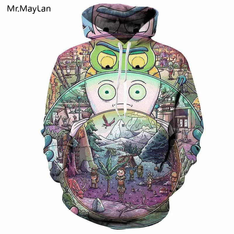 

Mr.MayLan 2018 brand Cartoon Ricky and Morty Print 3D Men Women Hoodies Hooded Sweatshirts Mens Aesthetic Jacket Coat Clothes