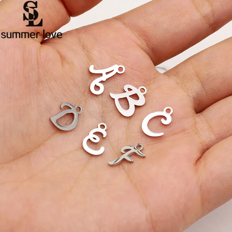 

High Polished Stainless Steel Initial Charms 26 English Alphabet Letters Charm for Women Men DIY Jewelry Making 10Piece/Lot New