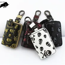 ZYD-COOL бренд ретро череп голова сумка для женщин и мужчин из натуральной коровьей кожи кожаный держатель для ключей молния ключ карта кошелек Автомобильный ключ чехол