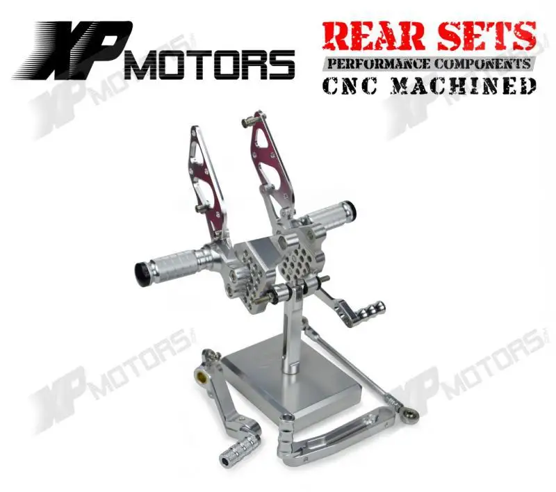 

New CNC Billet Racing Adjustable Rearset Foot Pegs Rear Sets For Ducati 749 749R/S 999 999R/S 2003 2004 2005 2006 Silver