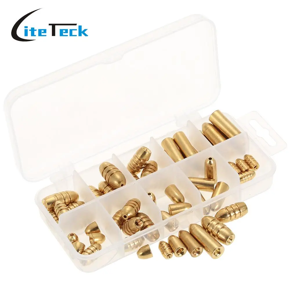 

New 50pcs 1.8/3.5/5/7/10g Weight Assorted Copper Sinker Kit Fishing Tackle Sinkers in A Box Case