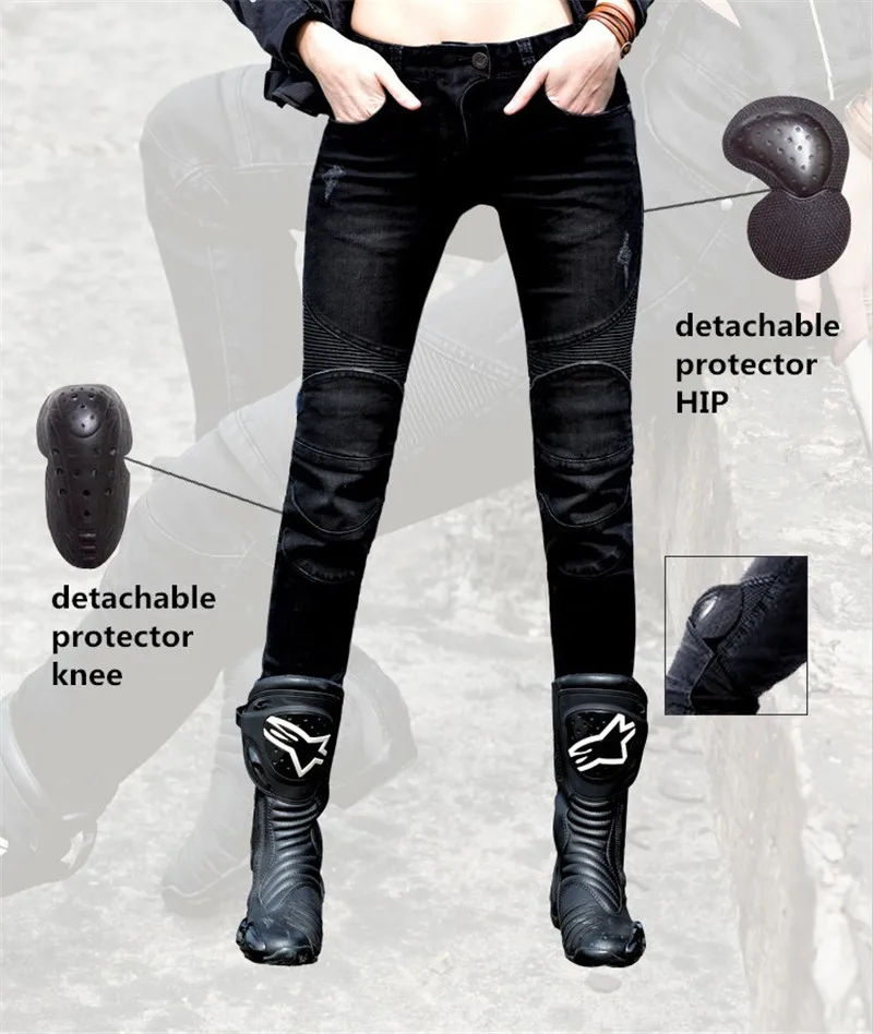 Модные женские джинсы Uglybros с перьями moto rcycle защитные штаны гоночные джинсы черные мото брюки Размер: 25 26 27