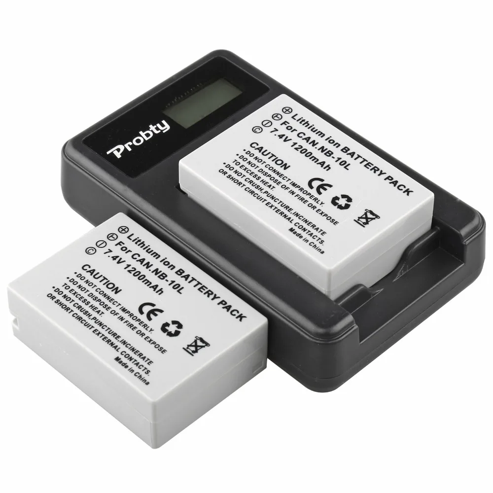 2 Pz Nb-10L Nb 10L Nb10L Batteria + Caricatore Lcd Usb Per Canon Powershot G15 G16 G1X G3X Sx40 Sx40Hs Sx50 Sx60 Hs Fotocamera