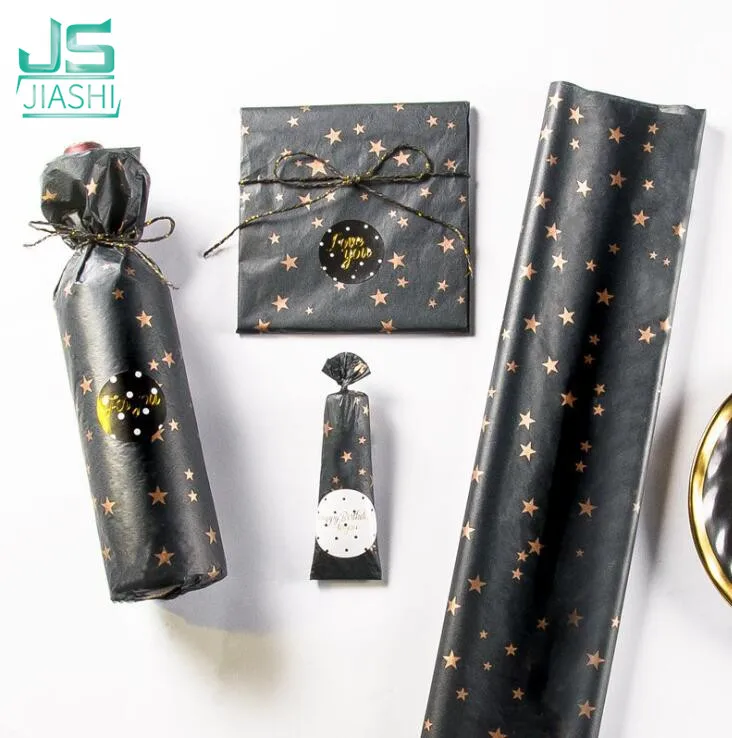 

50pcs Color Wrapping Paper 45*78Cm Diy Bronzing Tissue Paper Floral Wrapping Paper Home Decoration Festive Party Packaging Paper