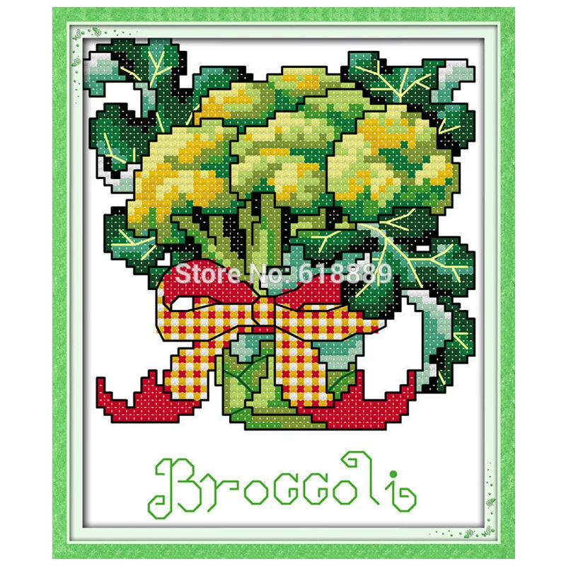 

Broccoli Patterns Counted Cross Stitch 11CT 14CT Cross Stitch Sets Wholesale Chinese Cross-stitch Kits Embroidery Needlework