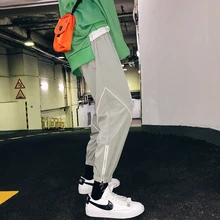 Fashion Casual Men's Trousers Spring And Autumn New M-2XL Stitching Loose Trousers Black Gray Personality Youth Popular