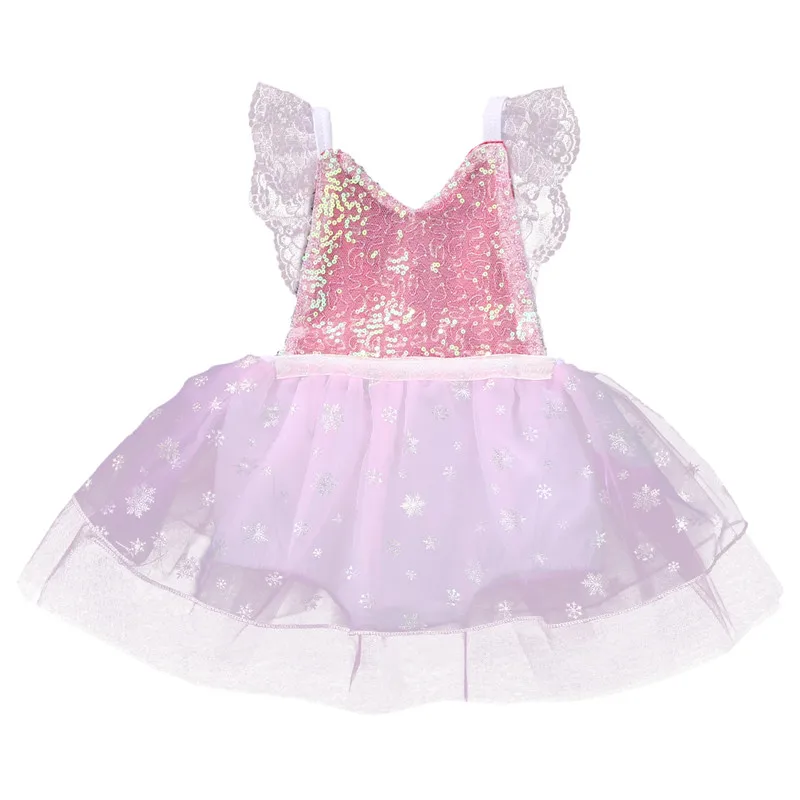 Платье без рукавов для маленьких девочек Кружево блесток Прекрасный Обувь для девочек одежда новорожденных Платье-пачка для маленьких