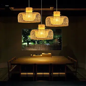 

Bamboo Wicker Rattan Miss Hat Shade Pendant Light Fixture Japanese Asian Rustic Vintage Hanging Ceiling Lamp Plafon Lustre Avize