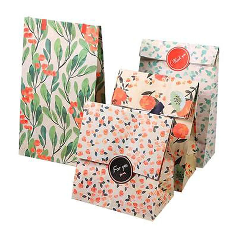 

4Pcs/set Candy Food Flowers Paper With Sticker Best Gift Bag For Christmas Wedding Party Favors 23*13*18cm