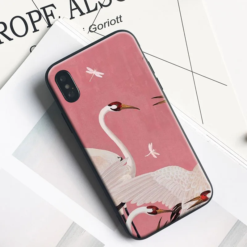 

Chinese style Crane Coque soft silicone TPU Phone Case cover Shell For Apple iPhone 5 5S SE 6 6S 6Plus 6sPlus 7 7Plus 8 8Plus X