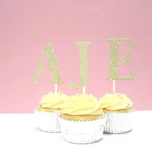 Персонализированный инициал блеск кекс Baptism крещение ребенка душ украшения для свадьбы дня рождения Еда Набор для вечеринки