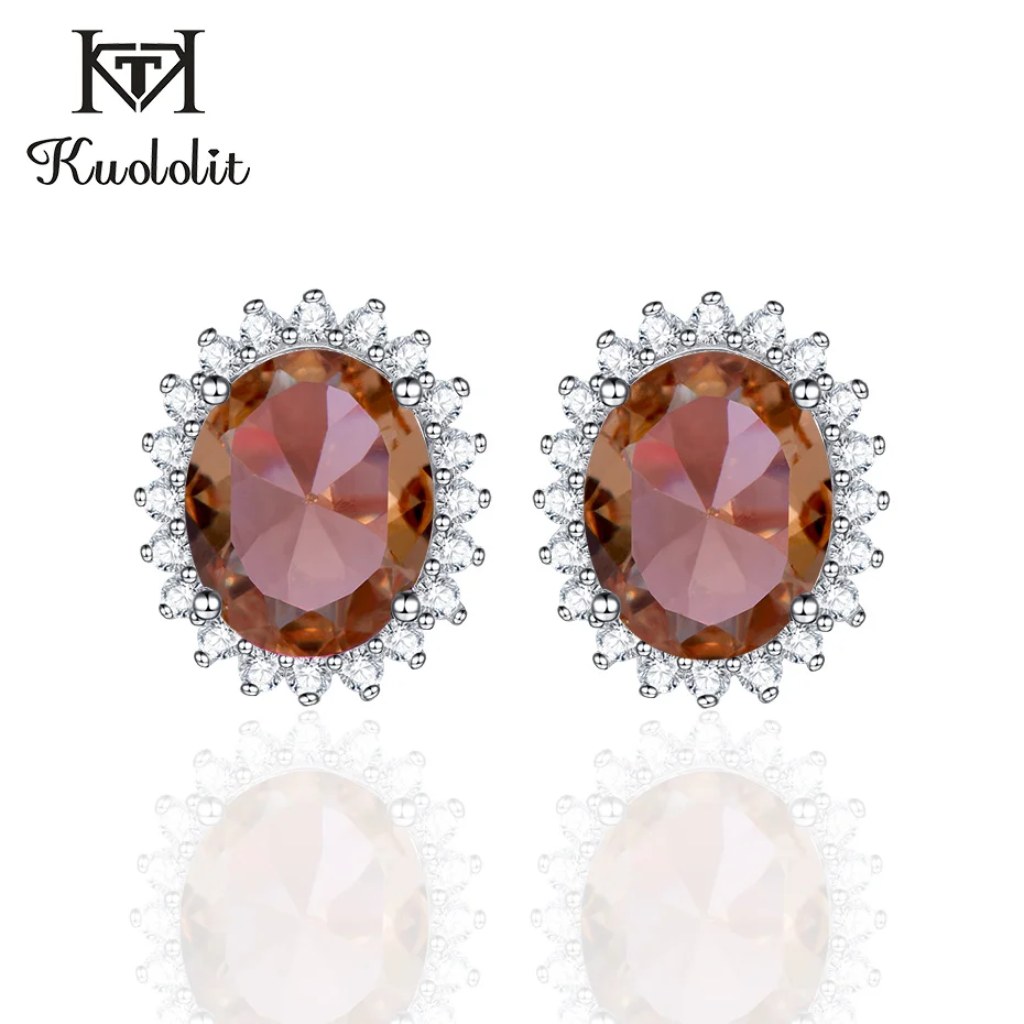 

Kuololit Zultanite Gemstone Stud Earrings for Women Solid 925 Sterling Silver Created Color Change Diaspore Soda Stone Earrings