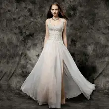 2016 Best Buy Lulu und Fee Stilvolle Abendkleider mit spitze Muster und Tulle Design Split Tiefer V-ausschnitt Sexy Prom kleider