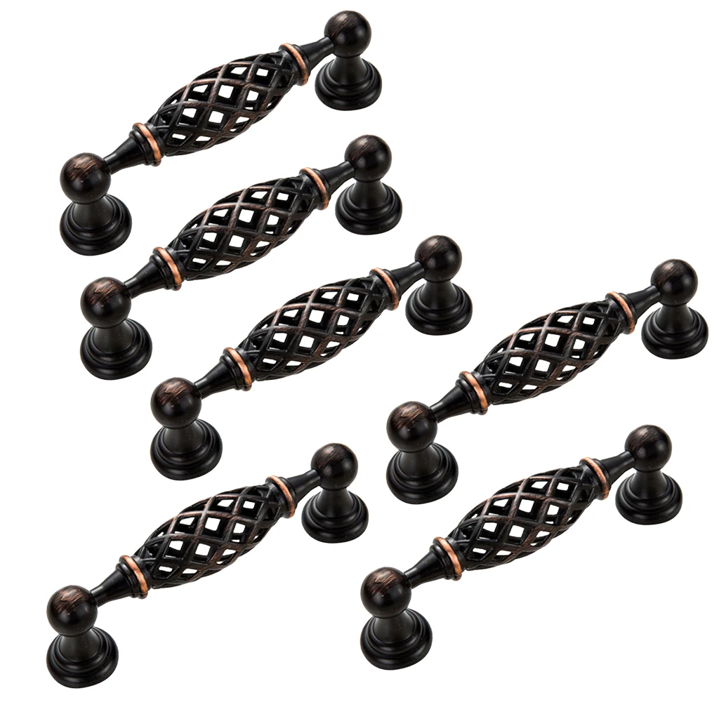 6Pieces Drawer Handle Spiral Bird Cage Cabinet Pull Knob Furniture Decor 120X30mm