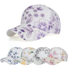 Кепки для бега унисекс классический цветочный узор хлопок бейсбол кепки Защита от солнца Регулируемый головной убор плотная s#2p30