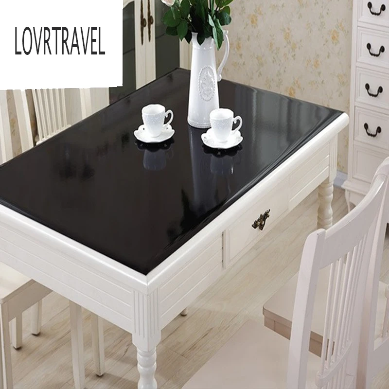 Black PVC Tablecloth D' waterproof Soft Glass Tablecloth Solid Color Waterproof Oil 1.0mm matte Home Decoration Table Cloth2019 Black PVC Tablecloth D' waterproof Soft Glass Tablecloth Solid Color Waterproof Oil 1.0mm matte Home Decoration Table Cloth2019