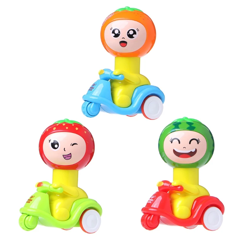 

Novelty Press Head Run Fruit Motorcycle Toys Inertia Car Baby Toys Kids Toy