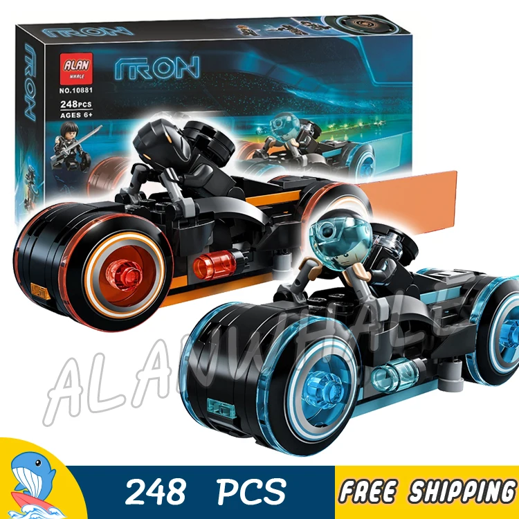 

248Pcs Ideas Tron Light Cycles Racing Motor Bike Lightstream 10881 Figure Building Blocks Toy Compatible With LegoING