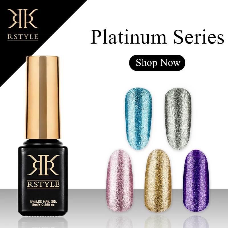 Лак для ногтей rstyle 8 мл 01-12 серия Platinum УФ-гель стойкий элегантный особый лак |