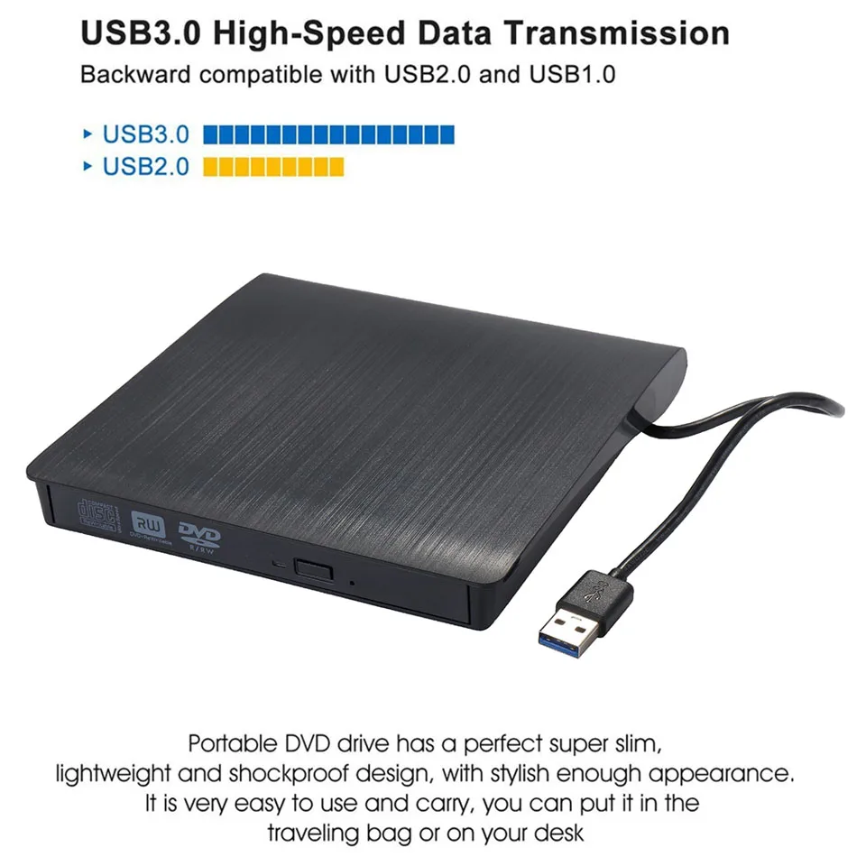 Внешний USB 3,0 высокоскоростной DL DVD RW ГОРЕЛКА CD писатель тонкий портативный оптический привод для Asus samsung acer Dell ноутбук ПК hp