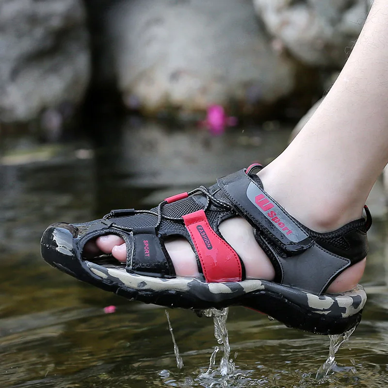 YRRFUOT Men's Fashion Casual Shoes Summer New Adult Outdoor Beach Shoes High Quality Comfortable Man Baotou Sandals Breathable